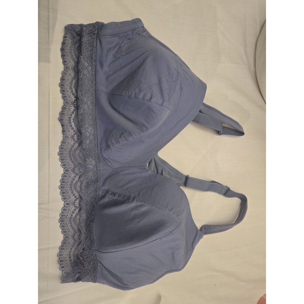 Hips & Curves Bra 46DD Slate Blue Full Coverage Lace Underband Comfort Support